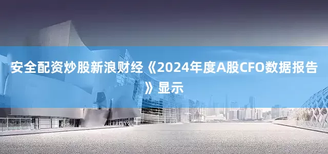 安全配资炒股新浪财经《2024年度A股CFO数据报告》显示