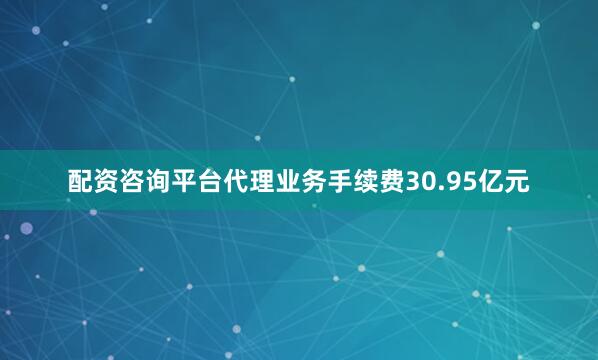 配资咨询平台代理业务手续费30.95亿元